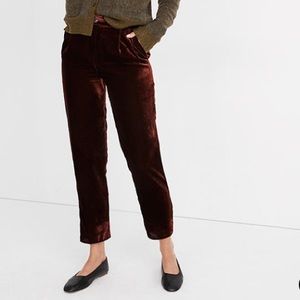 MADEWELL Velvet Tapered Pleat Pull-On Pants